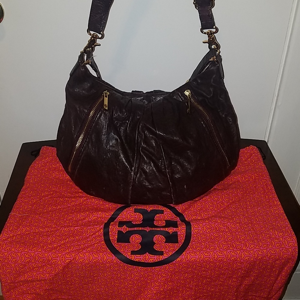 Tory Burch Plum Leather Hobo